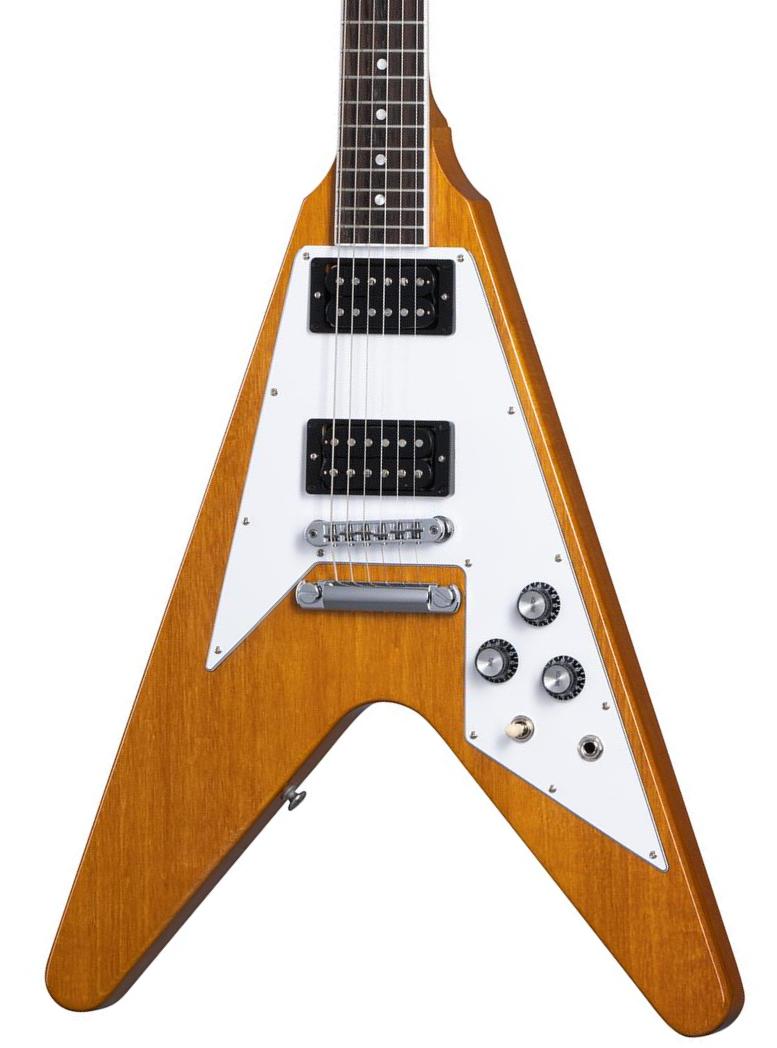 Guitarra electrica metalica Gibson 70s Flying V - Antique natural