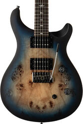 Guitarra eléctrica de doble corte Prs SE Exotic Veneer Custom 24-08 Poplar Burl - Lake blue midnight burst