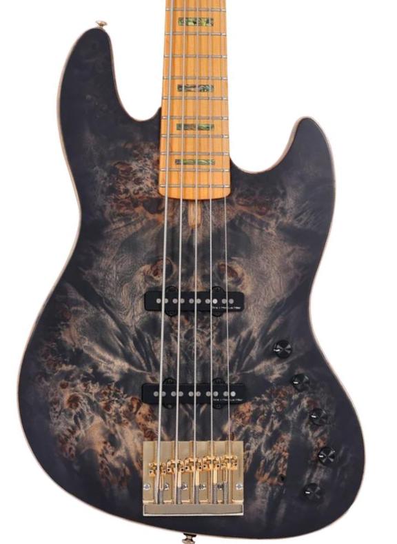 Bajo eléctrico de cuerpo sólido Sire Marcus Miller V10 5ST 5-String - Transparent black satin